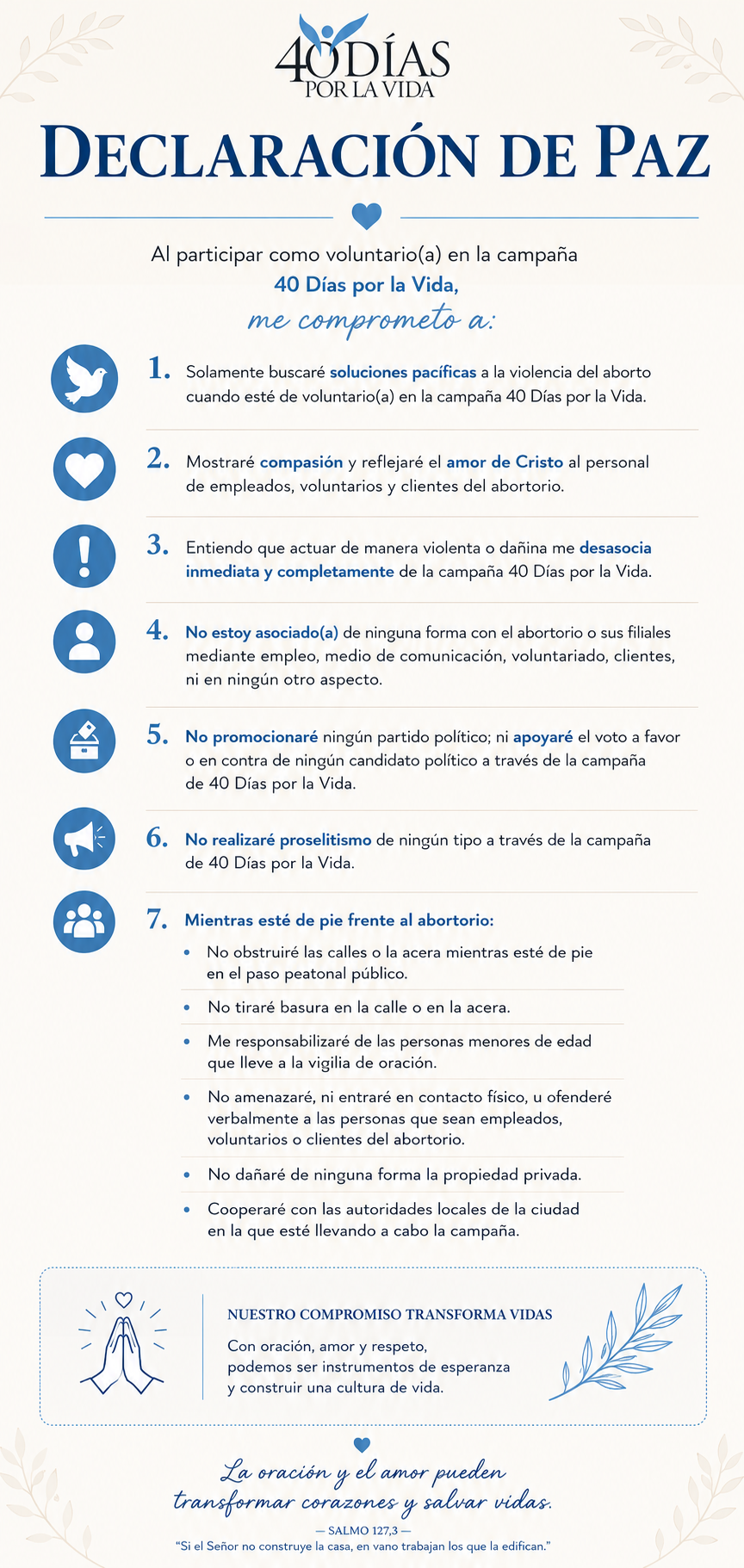 Declaracion de paz 40 dias por la vida